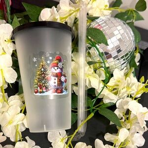 16 oz Frosted Snowman Holiday cup